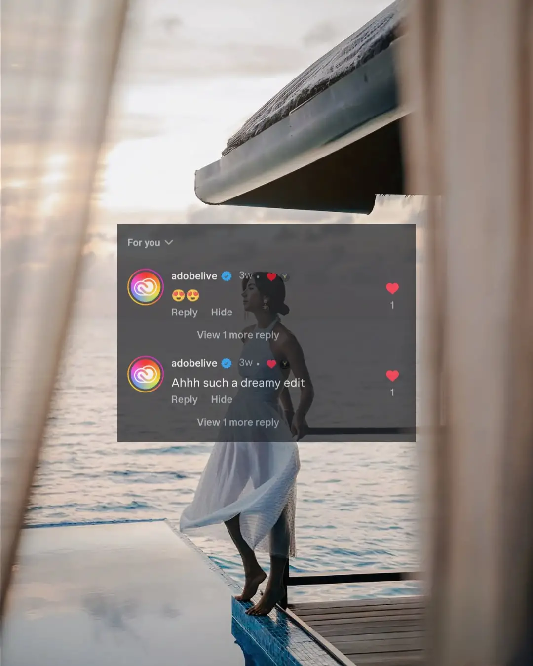 A screenshot of Adobe UK's official account highlighting a design project by Sharon Sunil, freelance graphic designer in Kochi.